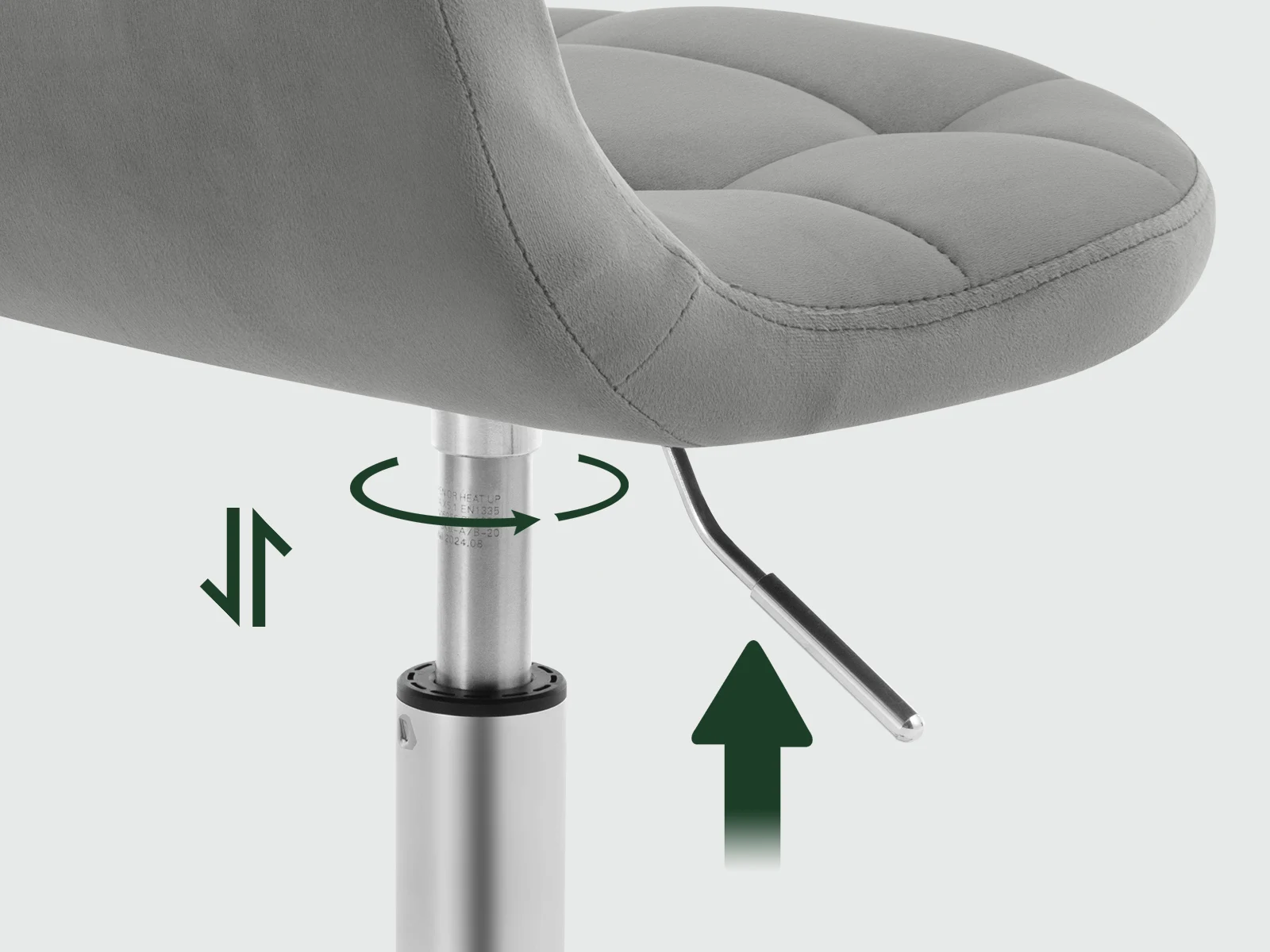 WOLTU Samt-Bürostuhl mit Rollen, niedrige Rückenlehne, drehbarer Arbeitshocker, Computer-Schminkstuhl, höhenverstellbarer Rollstuhl – Detail 37