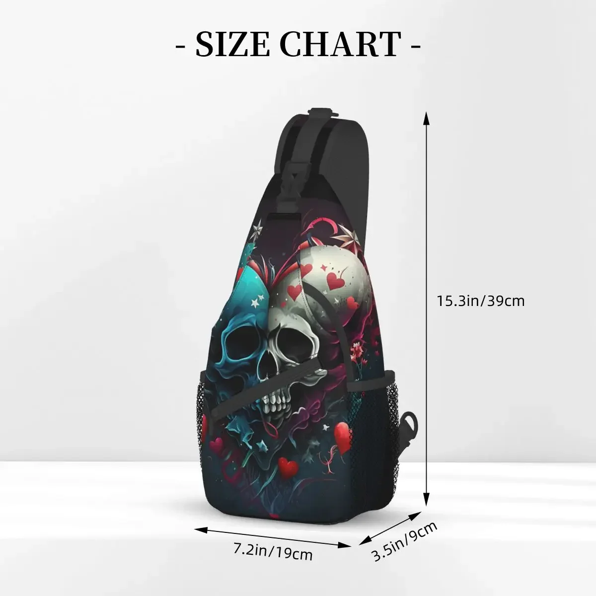 Graffiti Style Art Crossbody Bag Sports Skull And Heart Design Chest Bag Unisex Women Man Fashion Shoulder Backpacks Travel