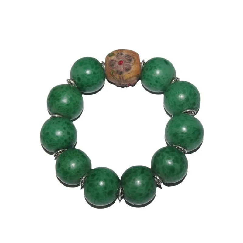 جولة خضراء مع سوار زهرة الخرز القديم سلسلة الخرز المزجج القديم #5