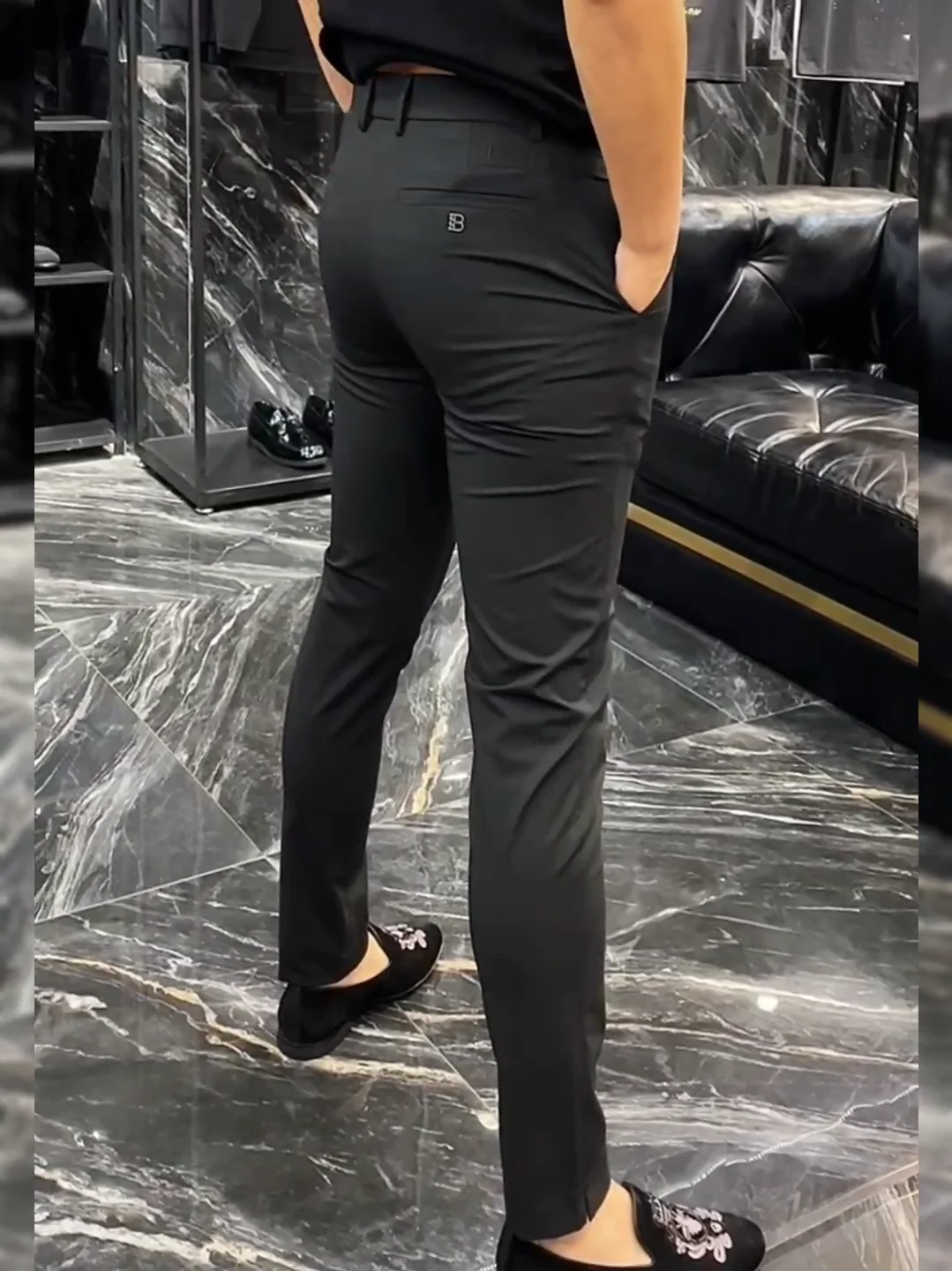 

Spring New Sle Men's Casual Faion Comfortable Slim Fit Busin Leisure Trendy Pants mid Waist Long Trousers Bla ey W...