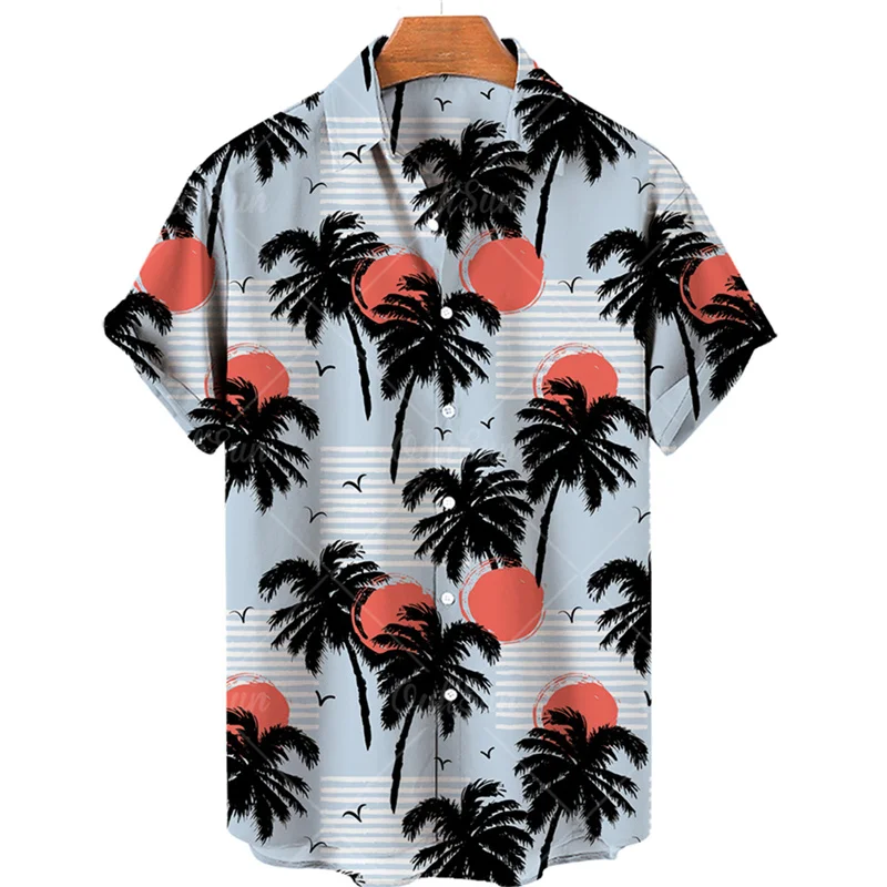 Men\'s Casual Hawaii Short Sleeve Shirt Coconut Tree Overfit Tropical Luxury Style Vacation Dazn Goth Camisa Floral Clothes Best