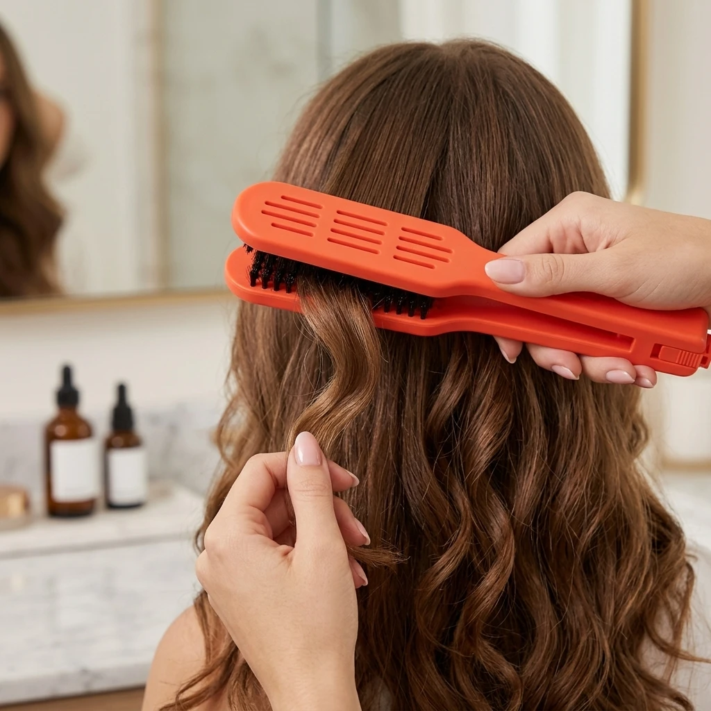 High-Temperature Resistant Hair Straightener Comb for Daily Styling Women's V-Shaped Electric Curling Brush Professional Tool