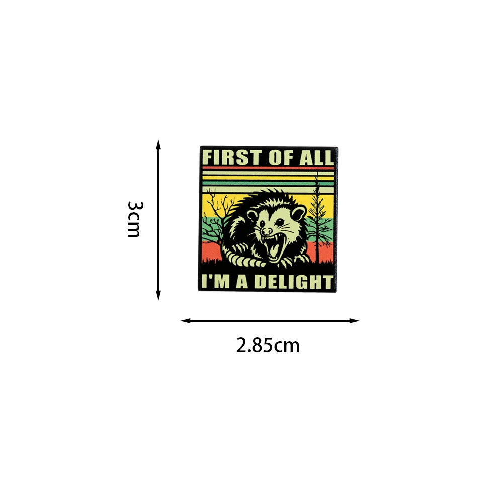 Opossum First Of All I'm A Delight Enamel Pin Sarcastic Angry Possum Badge Humor Jewelry Fun Meme Gift For Animal Lover