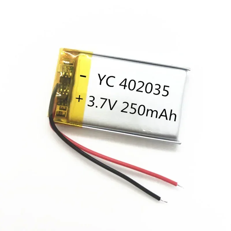 1 buah sel baterai Li-ion isi ulang Lithium Lipo 3.7V 250mAh 402035 042035 untuk GPS MP3 MP4 Speaker Headset Bluetooth