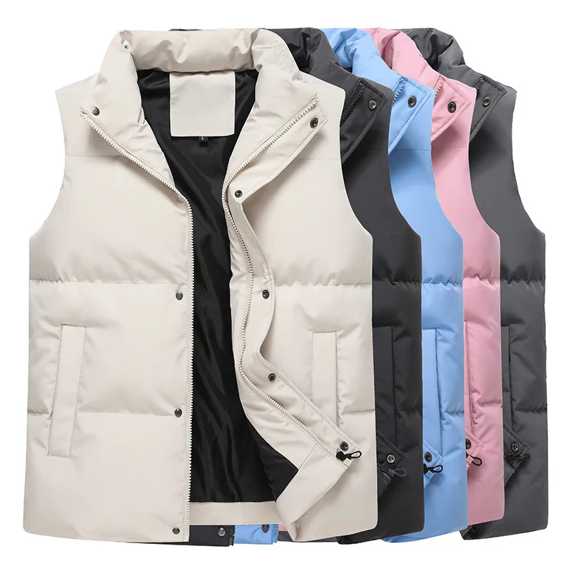 

S-8XL Plus Size Lovers Wear Autumn Casual Cotton Vest Coat Men and Women's Fashion Sleeveless Padded Jacket Tops Loose Waistcoat