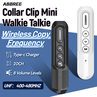 ABBREE AR-W5 Collar Clip Mini Walkie Talkie Wireless Copy Frequency UHF Type-C 8 Volume Levels G-Shape Two Way Handsfree Radio