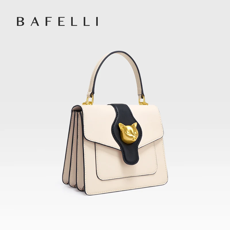 BAFELLI-Bolso de hombro de cuero para mujer, bandolera de diseñador, estilo gato, marca de lujo, 2024