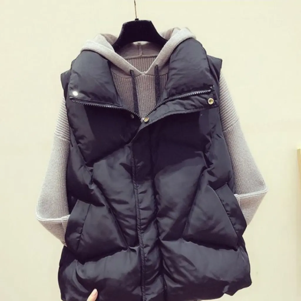 

Women's down Cotton Vest Western Style Outer Wear All-match Winter Spring Korean Style Casual Utility Pocket Vest