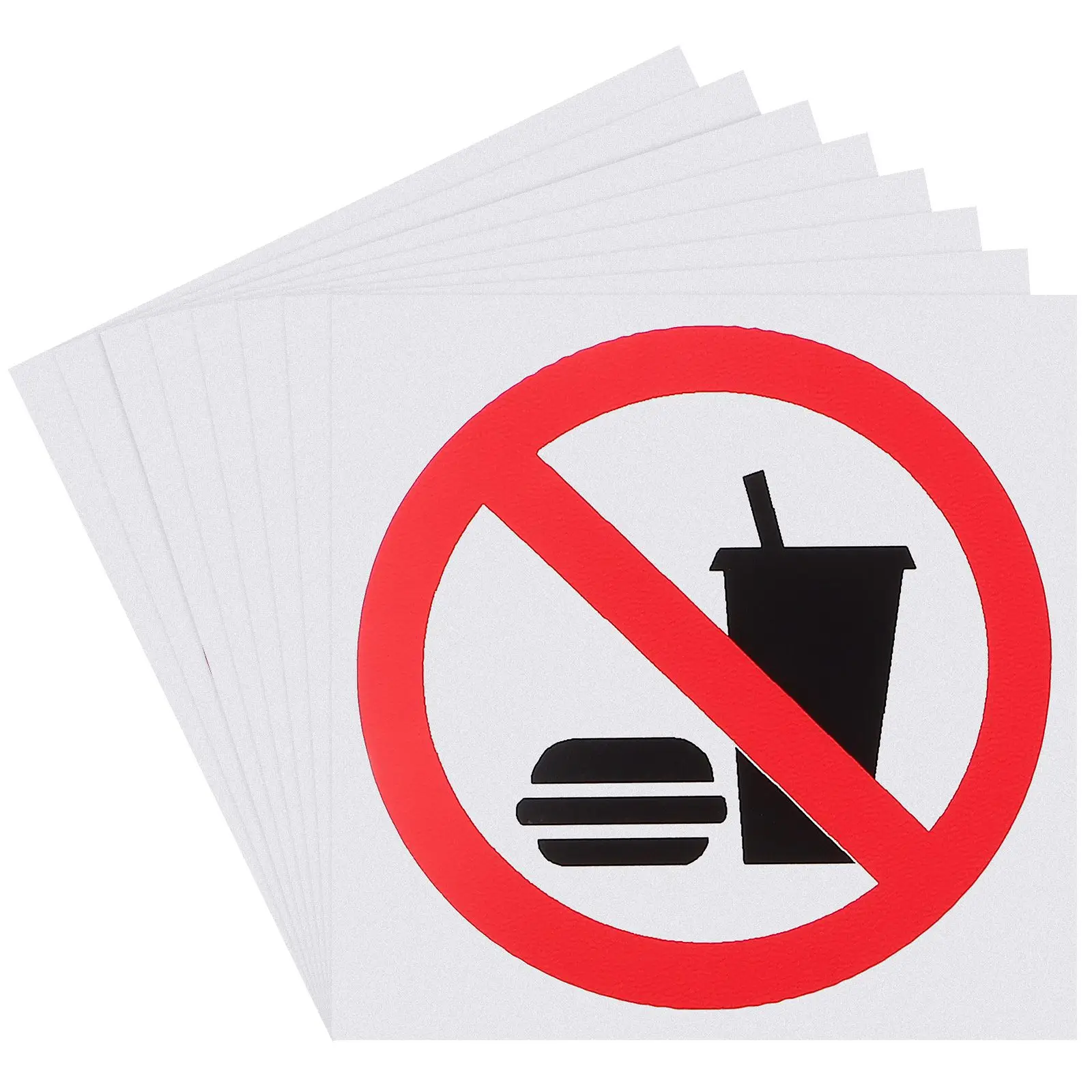 4 Pcs No Eating Drinking Stickers Food Sign Office Decor Label Indoor Outdoor PVC Warning Labels Restaurant Signs