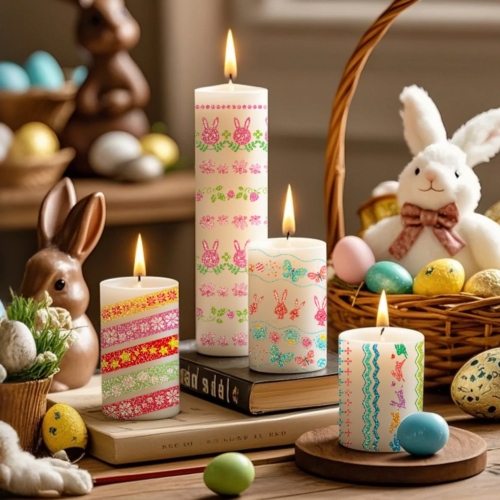 

New Easter Candle Glitter Temporary Tattoos,Tattoo Stickers,Waterproof Long-Lasting,Fake Tattoo,body art for Party Festival