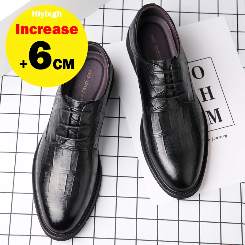 Mens Office Wedding Dress Shoes 6cm Height Increase Business Formal Casual Comfortable Breathable Comfortable Elevator Shoes