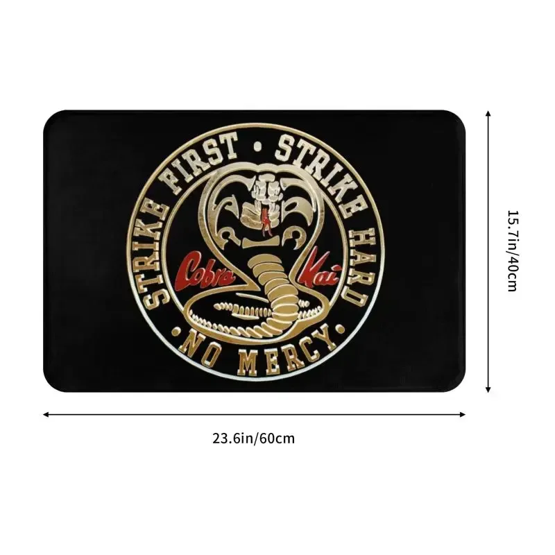 The Karate Kid Cobra Kai Entrance Kitchen Bathroom Door Floor Mat Strike First Strike Hard No Mercy Living Room Carpet Rug