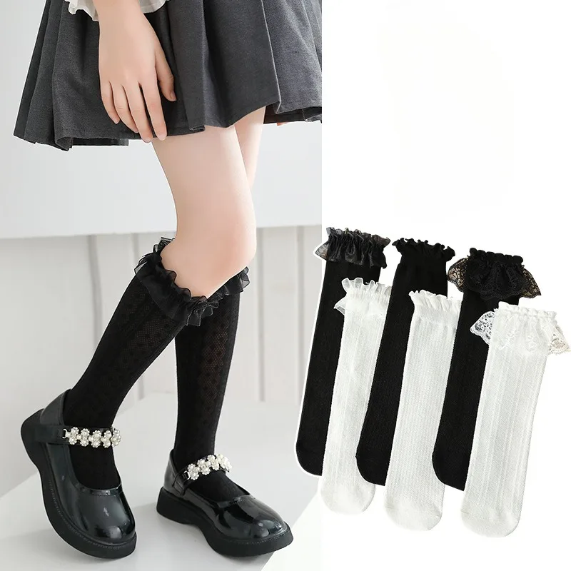 

Princess Style Cotton Mesh Sweet Girls Long Socks Summer Thin Breathable Mosquito Proof Stockings Soft Stretch Children Hosiery
