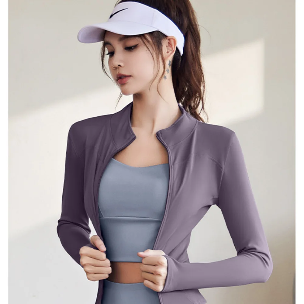Women Yoga Top Quick Dry Sports Jacket Slimming Fit Fitness Apparel Running Gym Exercise Coat Breathable Training Gear