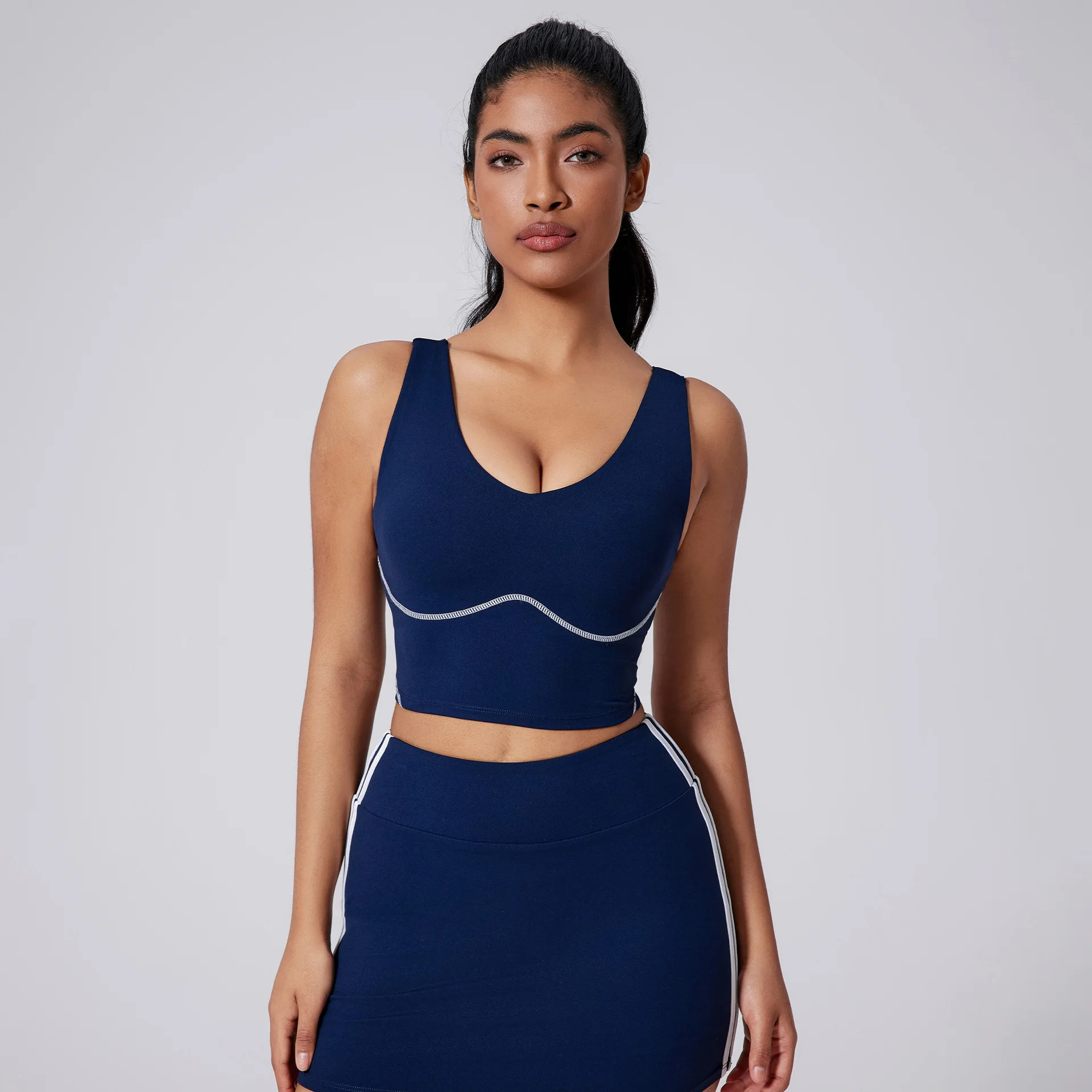 1 Inch Shadow Beauty Back Vest Casual Tight Yoga Wear With Chest Pad Sports Shockproof Wide Shoulder Strap Top