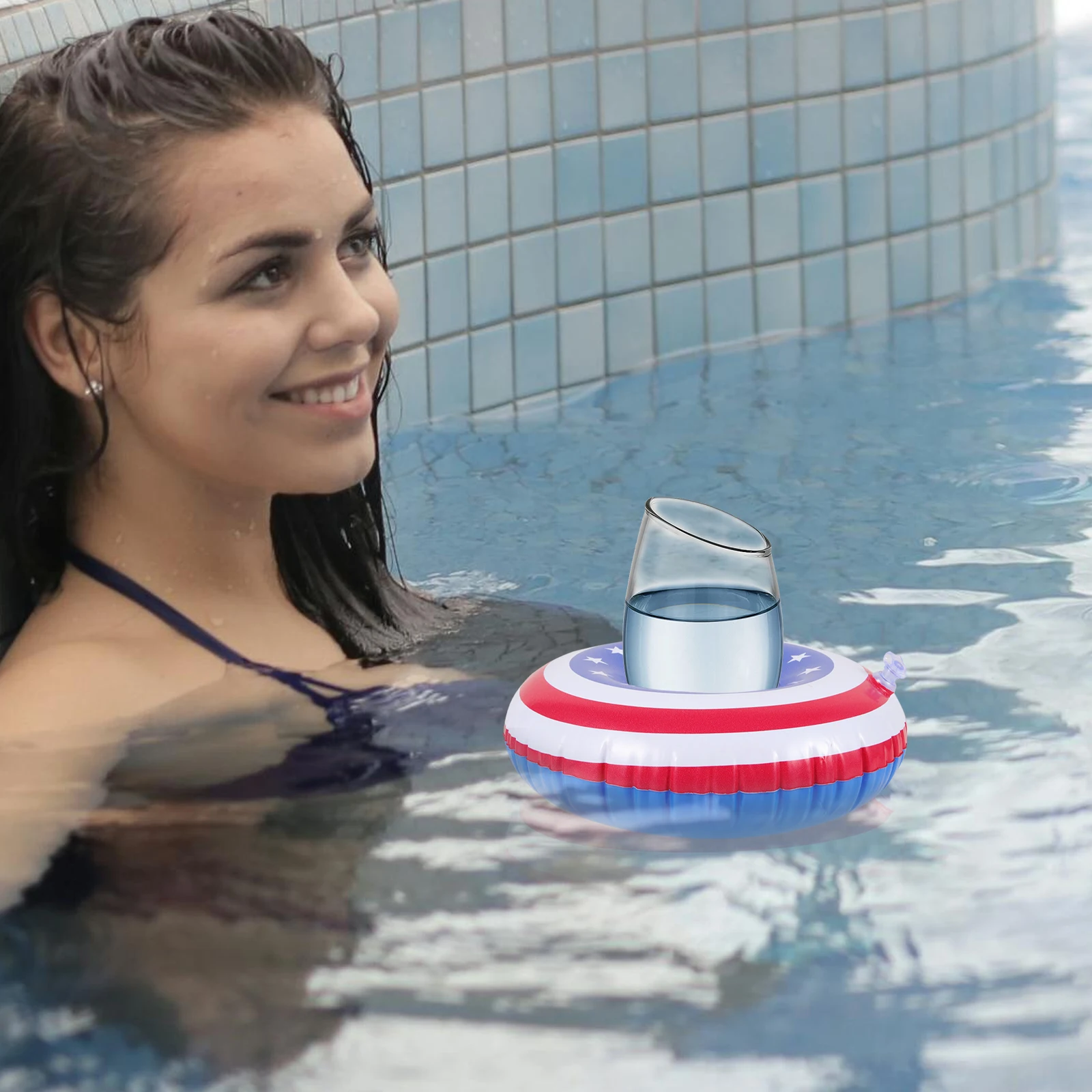 Accessori per piscina con banner per bere, supporto gonfiabile per bevande da 4 pezzi per adulti