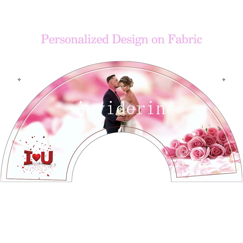 100Pcs Personalized Bamboo Folding Hand Fan Print Logo on Fabric for Promotion Art Activity Custom Fan for Anniverisity Party