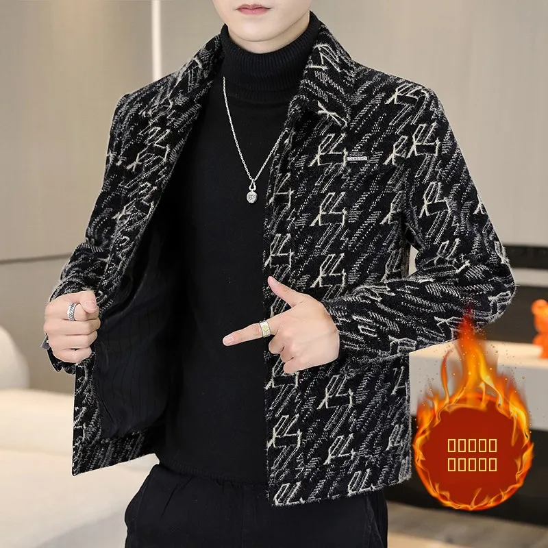 

Утепленное шерстяное пальто для мужчин: повседневное, осенне-зимнее, модное, индивидуальное, из золотистого норкового бархата, молодежное, трендовое