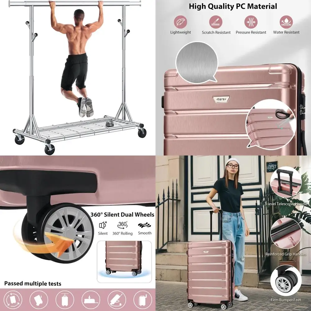 

3 piece hard shell pc+abs lightweight spinner suitcase set for travel