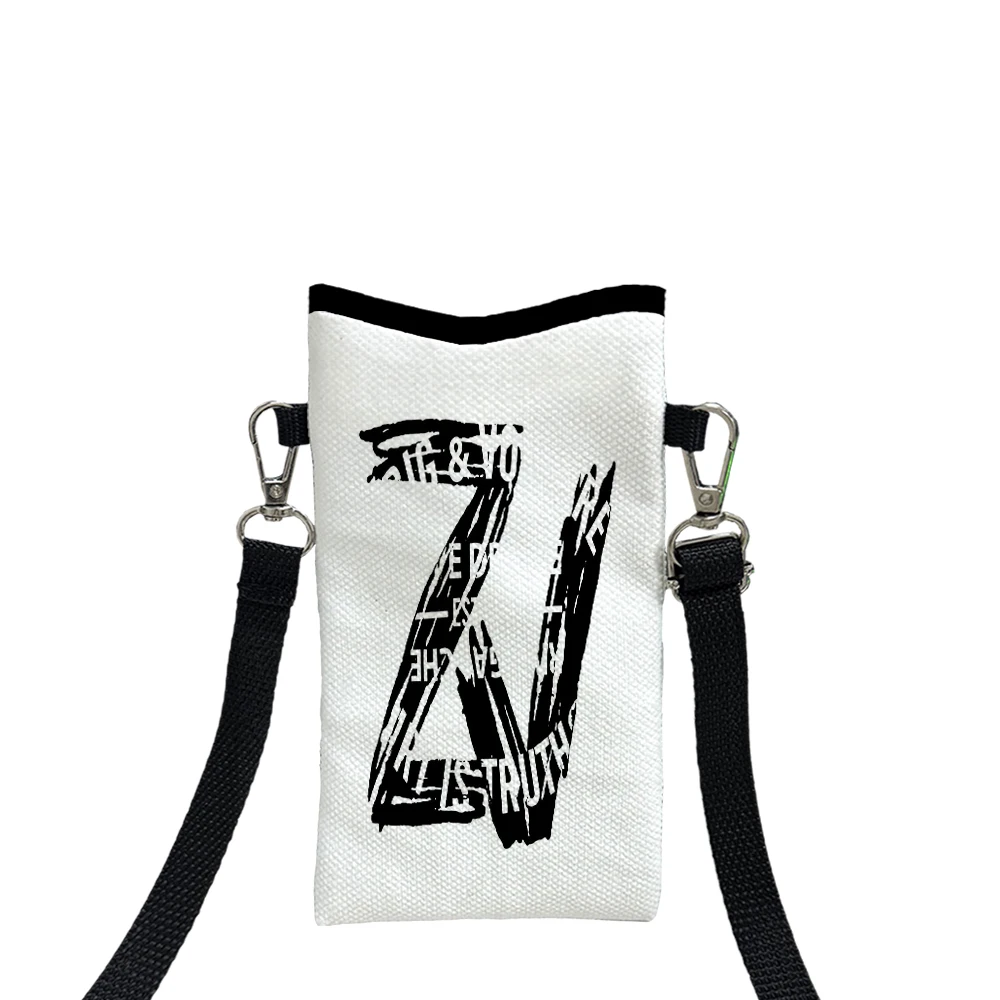 Schwarze Umhängetasche mit Buchstaben ZV, bedrucktes Handy-Geldbörse mit verstellbarem Schultergurt, Unisex-Design für den täglichen Gebrauch, Reisen, Geschenk, Geldbörse8,8 – Detail 1