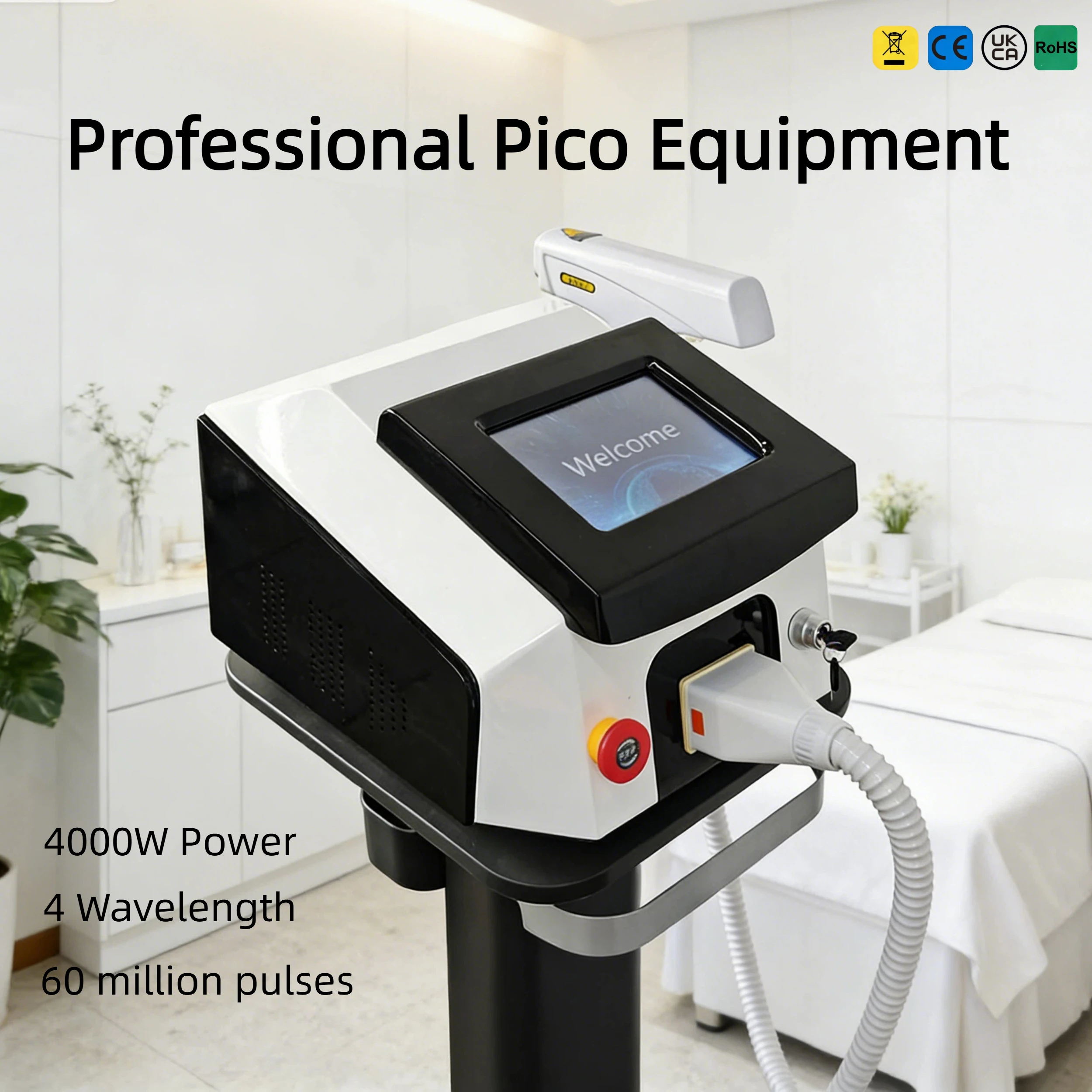 Effective ND YAG Pico Laser Machine for Tattoo Removal, Skin Tightening, Wrinkle Removal and Whitening,Picosecond Laser Machine
