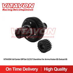 VITAVON Full Center Diff Set 21/51T Overdrive For Arrma Kraton 8S Outcast 8S