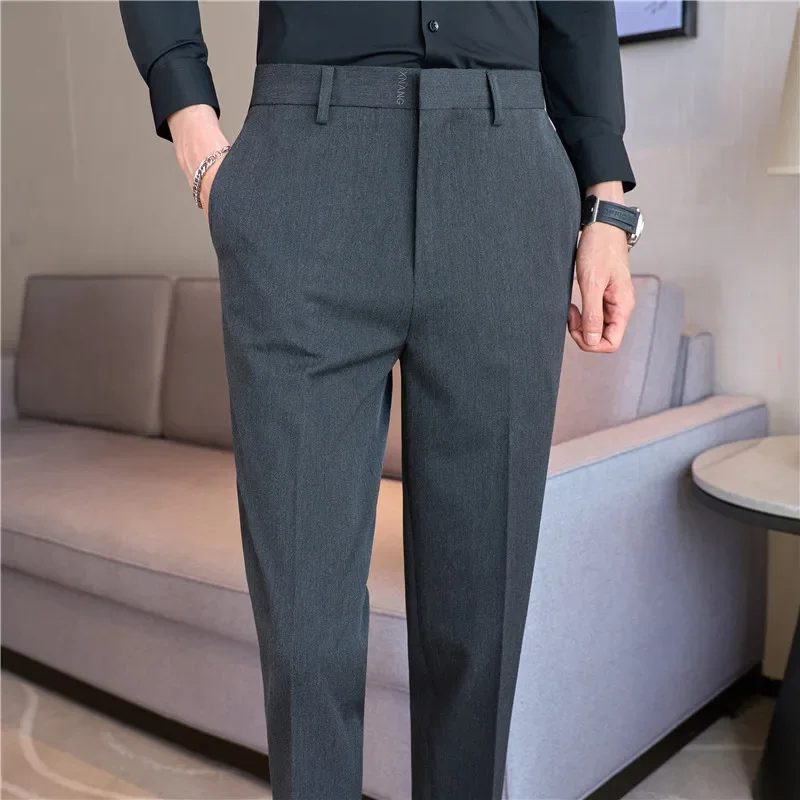 Dress Pants Men 2024 Autumn British Style Suit Pants Business Casual Slim Fit Solid Casual Formal Dress Trousers Men Clothing