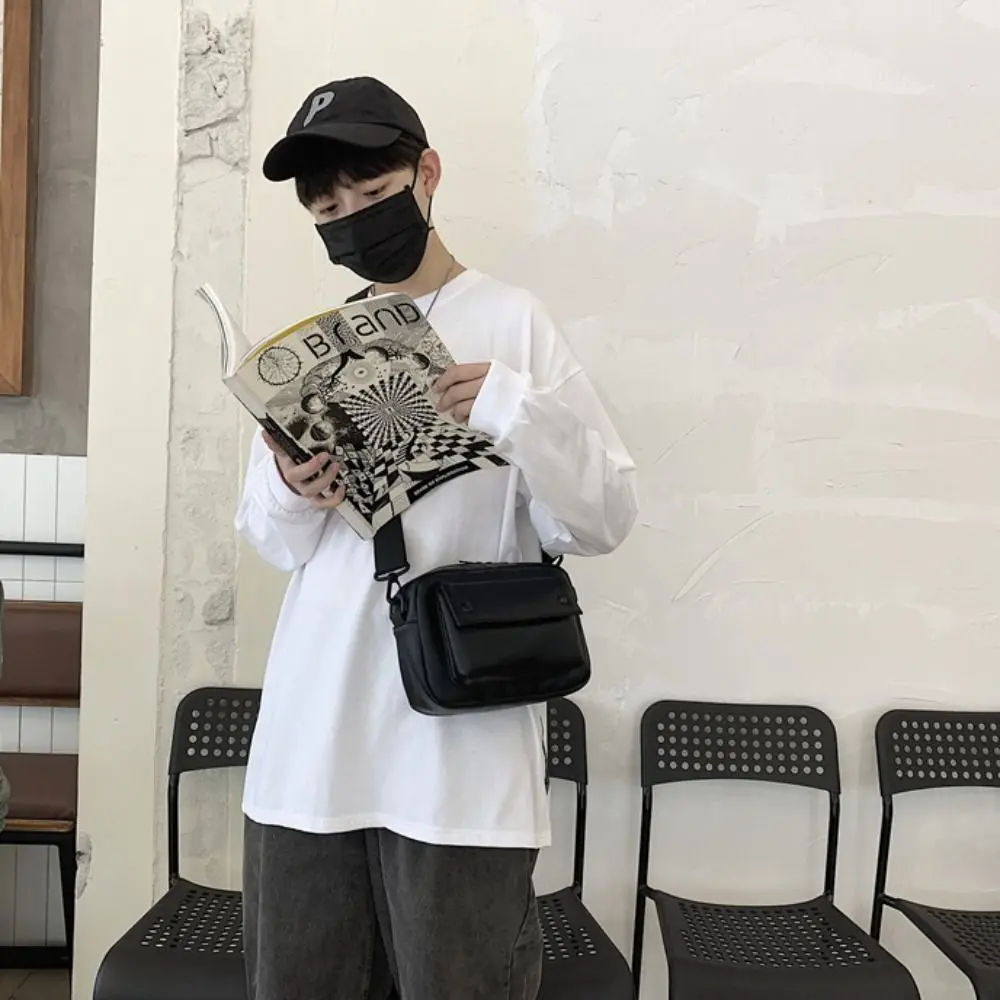 

Модная квадратная сумка для сообщений в корейском стиле, большая вместительная повседневная сумка через плечо из искусственной кожи, однотонная спортивная сумка на плечо, женская