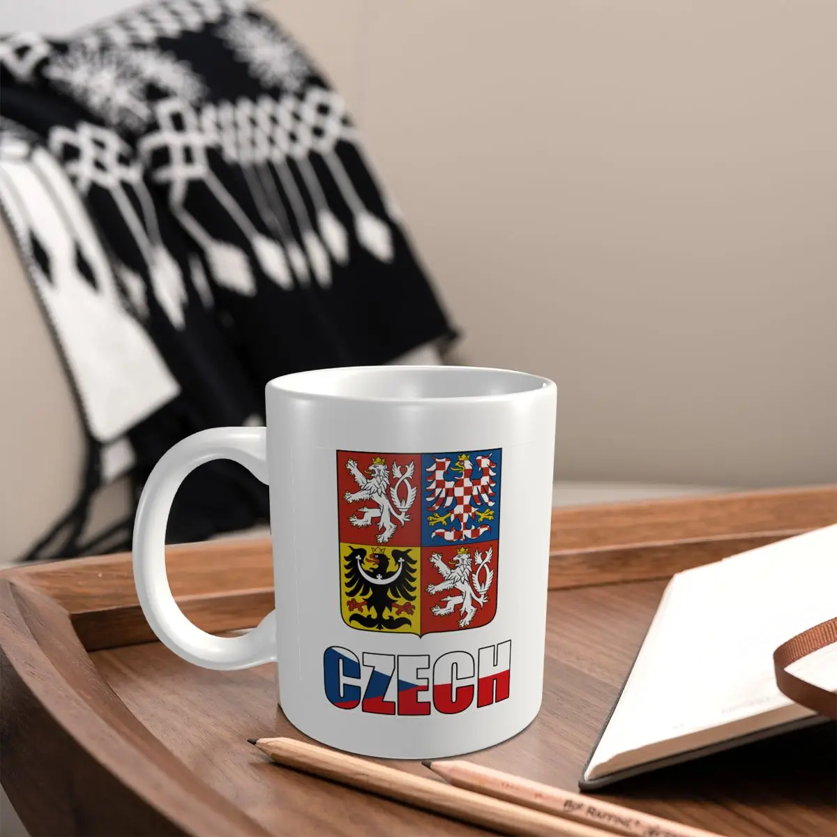 Mark Cup Mug Czech Republic Letter Flag Emblem Coffee Mugs Tea Milk Water Cup Travel Mugs For Office Home view 4