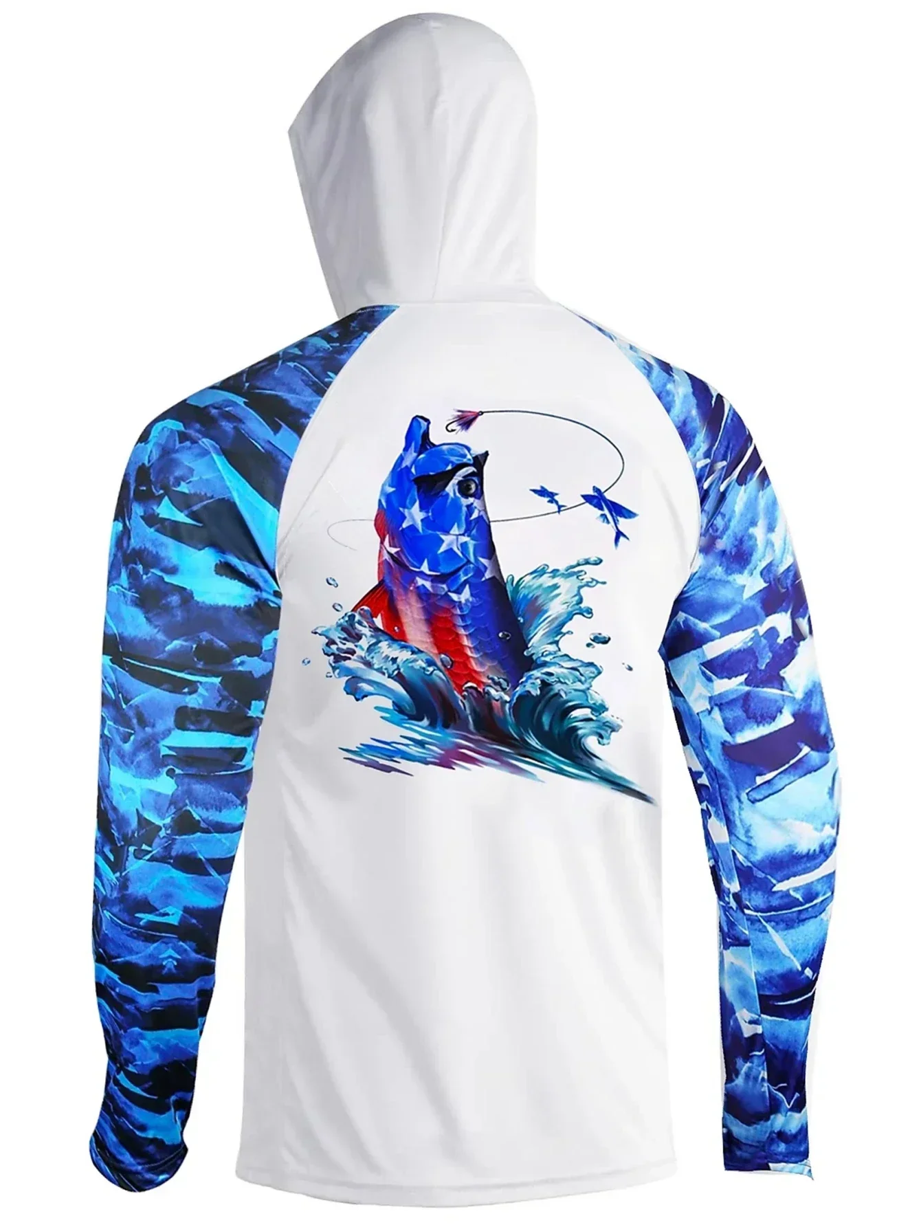 Men's Long Sleeve Performance Fishing Hoodie UV Protection UPF 50 Breathable Angling T-Shirt Comfortable Fishing Clothing Top view 6