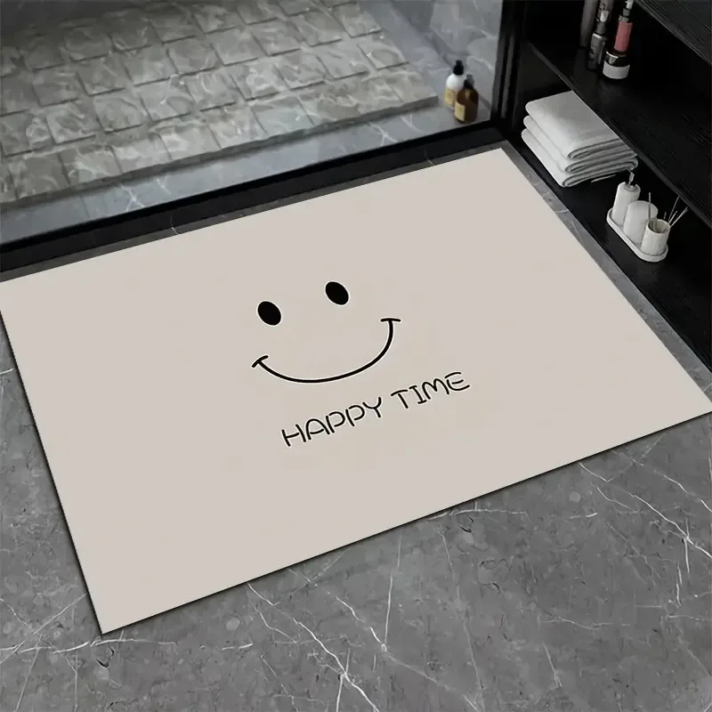 

VIKAMA Korean Cute Smiling Face Bathroom Carpet Bathroom Shower Room Anti Slip Water Absorbing Quick Drying Carpet Home Decor