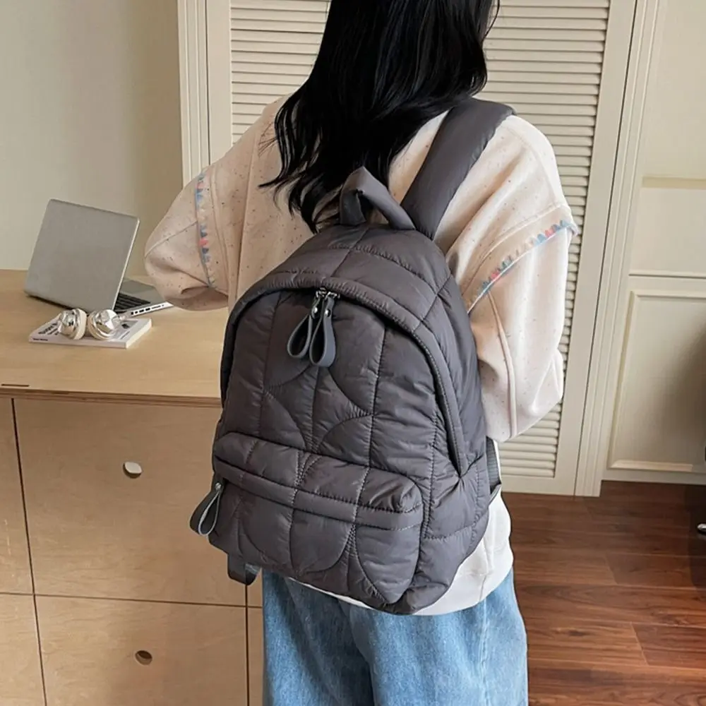 أنيقة بلون معطف مبطن على ظهره سحابة مطوي الفضاء القطن حقيبة كتف النايلون سعة كبيرة الطالب المدرسية يوميا