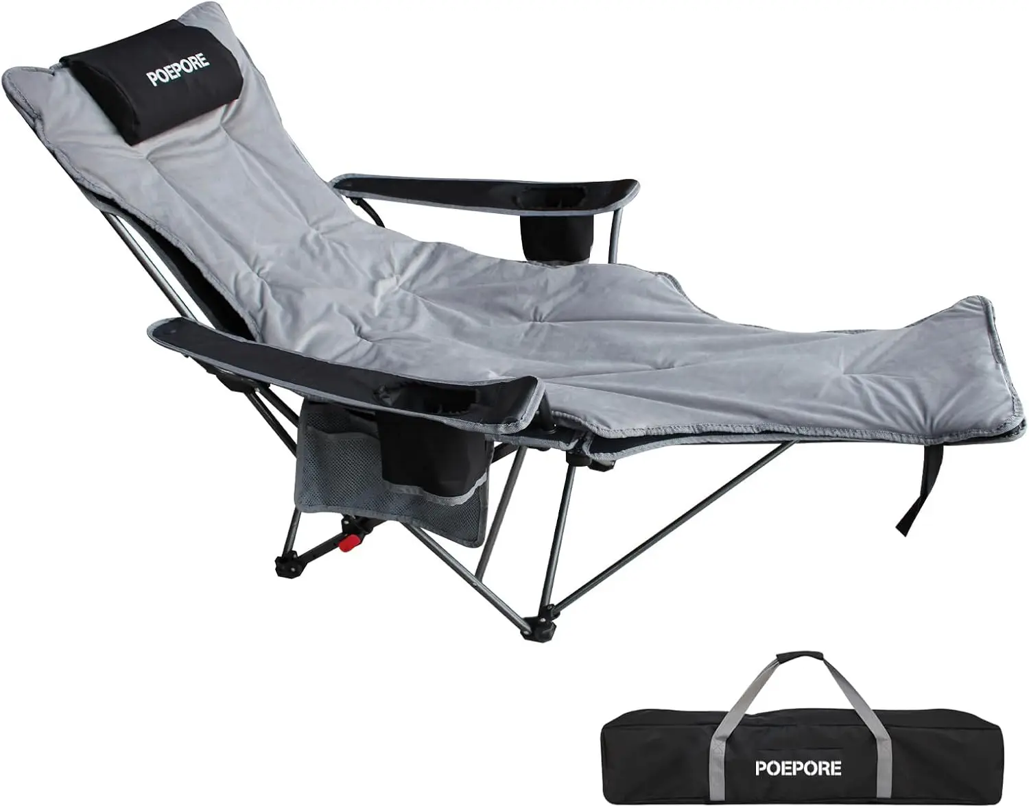 

Reclining Camping Chair with Removable Footrest, Cotton Cushion, Portable Folding Chair
