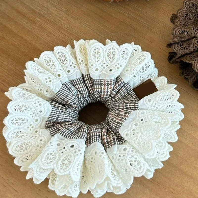 Ikat Rambut Kotak-kotak Musim Gugur Ikat Rambut Besar Dua Lapis Nyaman