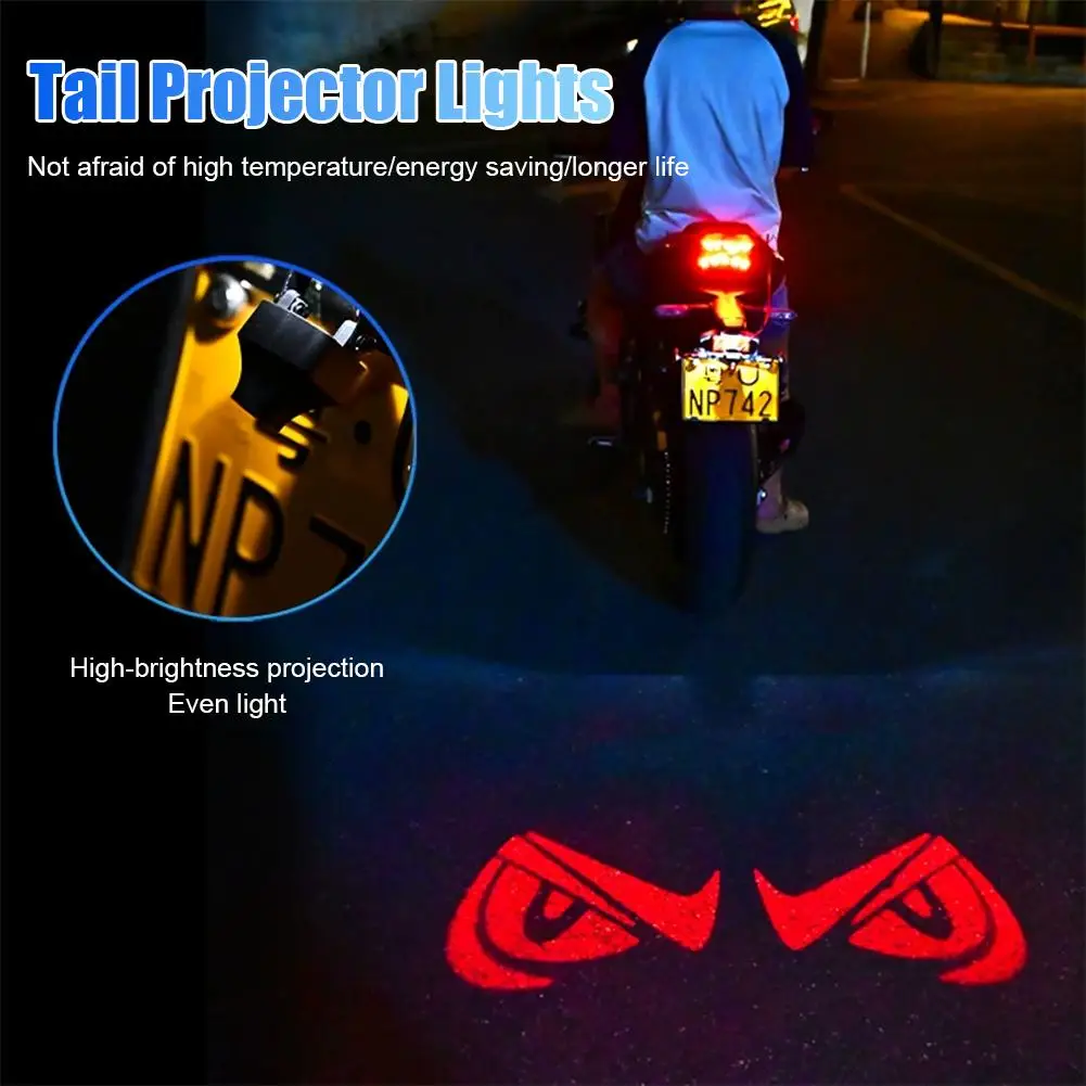 دراجة نارية عين الشيطان LED ضوء الإسقاط أضواء الفرامل الليلية ضوء رخصة الإسقاط دراجة نارية لوحة الزخرفية C0K5 #4