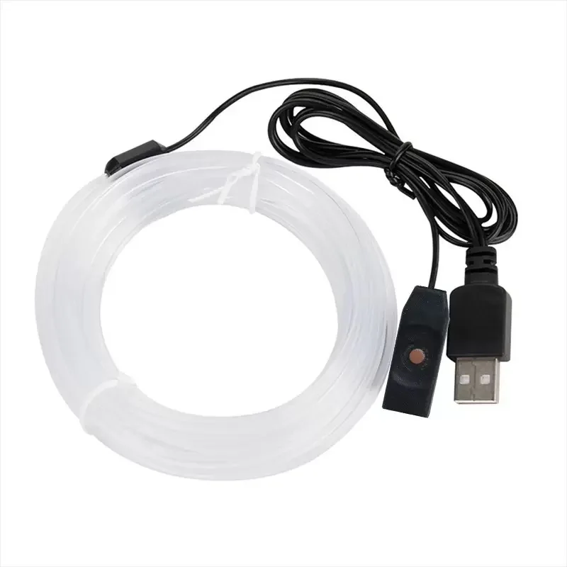 5M/16ft PMMA Side Glow Fiber Optic Cable Kit W/LED Aluminum Illuminator USB 5V 1.5W Car Interior Guide Light Source Decoration