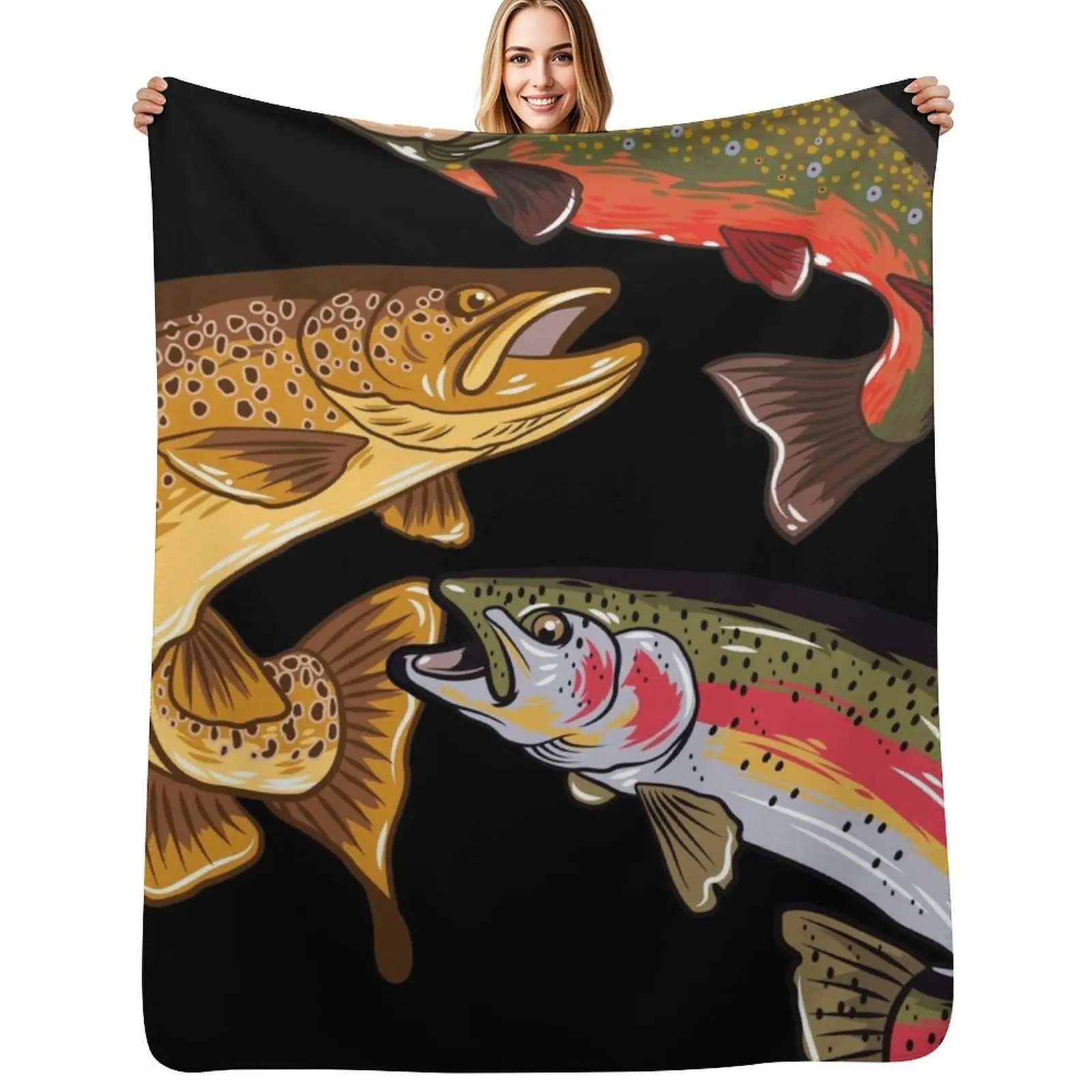 Fly Fishing Trout Tribute Throw Blanket cosplay anime Blankets Sofas Of Decoration Beautifuls Hairy warm winter Tourist Blankets