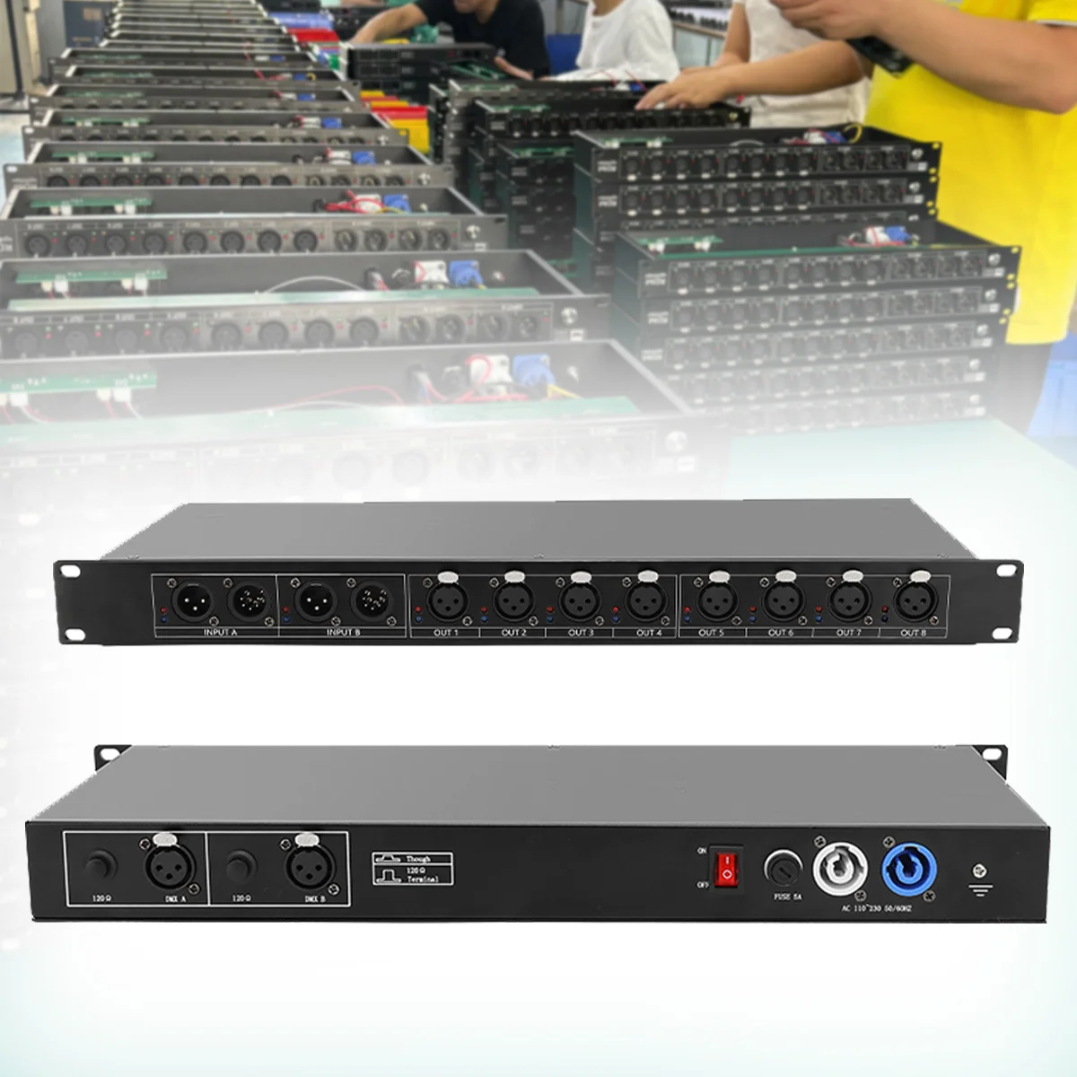 Amplificateur de signal DMX professionnel à 8 voies, équipement de contrôle de l'éclairage de scène pour DJ, discothèque, KTV, concert