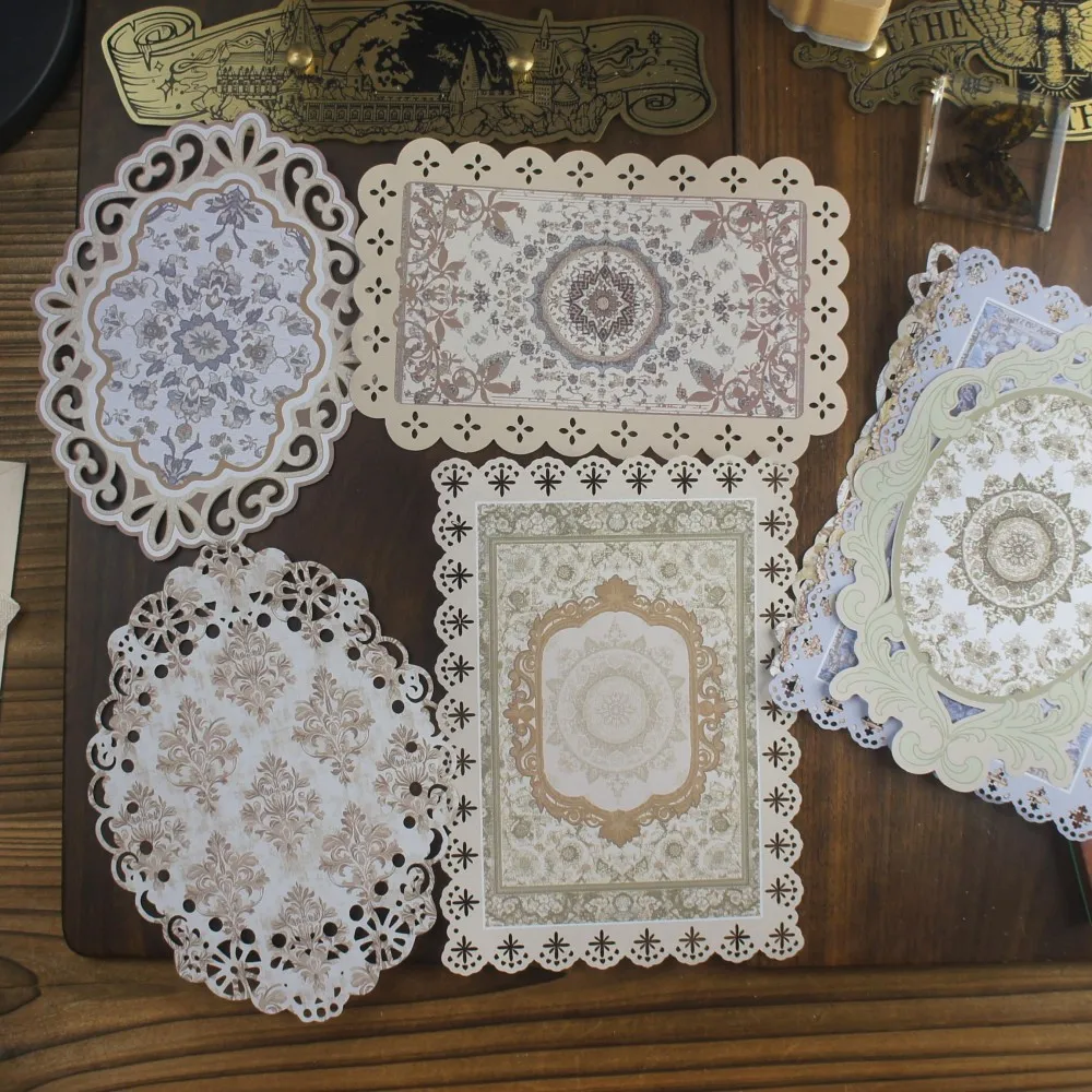 

10 Sheet Lace Frame Classical Patterns Background Design Craft Paper Gift Message Card Scrapbooking DIY Decoration