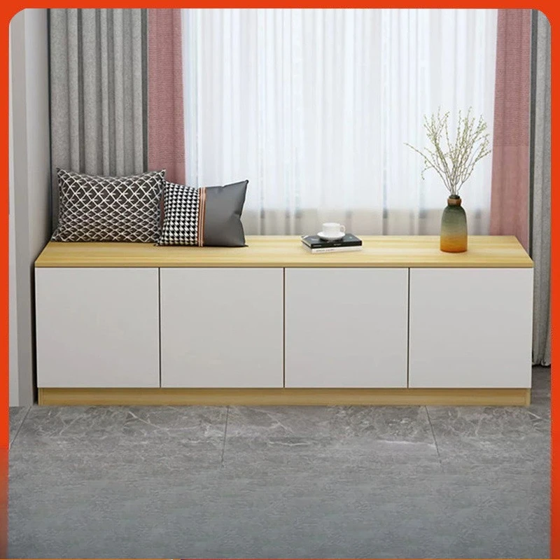 Bay window cabinet Seated solid wood multi-layer storage cabinet Floor cabinet Drawer bedside locker Simple rectangular short