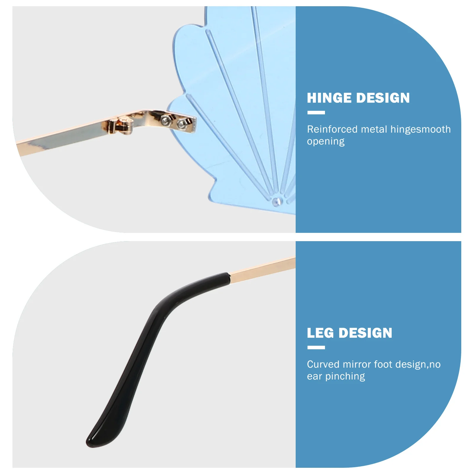 

1Pcs Blue Fashionable Sunglasses with Conch Texture Ideal for Party Glasses Photo Booth Props and Reusable Fun Accessory