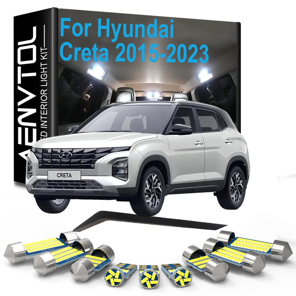 11Pcs LED Interior Reading Plate Light Bulb Kit For Hyundai Creta 2015 2016 2017 2018 2019 2020 2021 2022 2023 Accessories