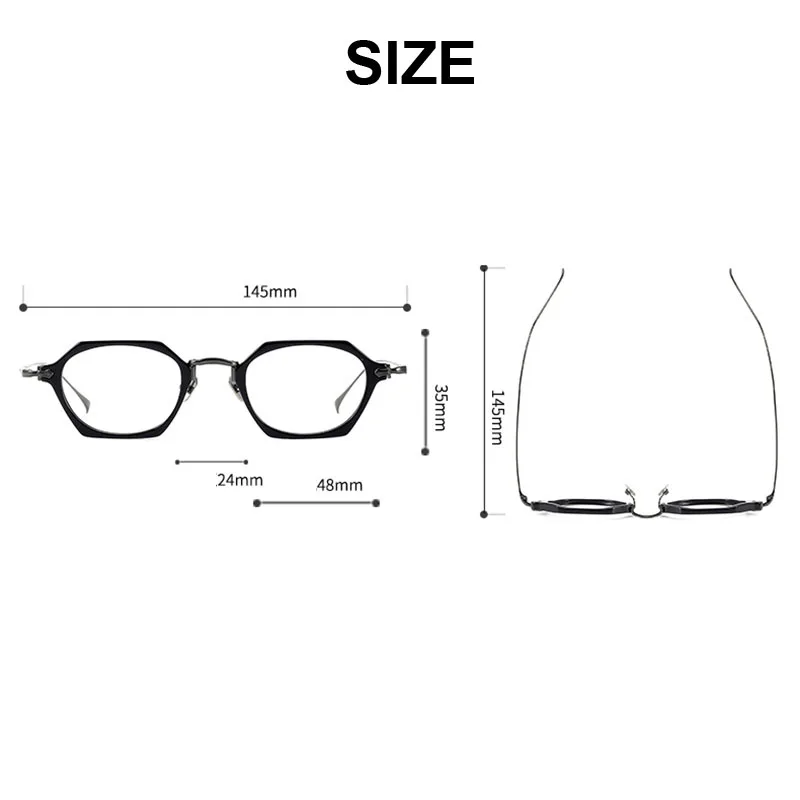 Handmade Big Head Ultra- Wide Mini Polygon Myopia Glasses Frame Men Women Small Rectangle Acetate Titanium Optical Spectacles