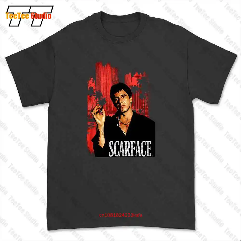 Scarface Red City Scape Mafia Al Pacino Montana Movie T-shirt Tee 7NHM