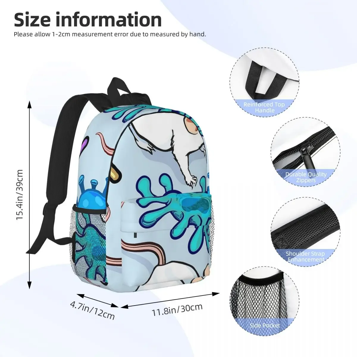 Immunology Unique - Lab Mouse Antibody Virus Dendritic Cell Backpacks Teenager Bookbag Students School Bag Rucksack Shoulder Bag