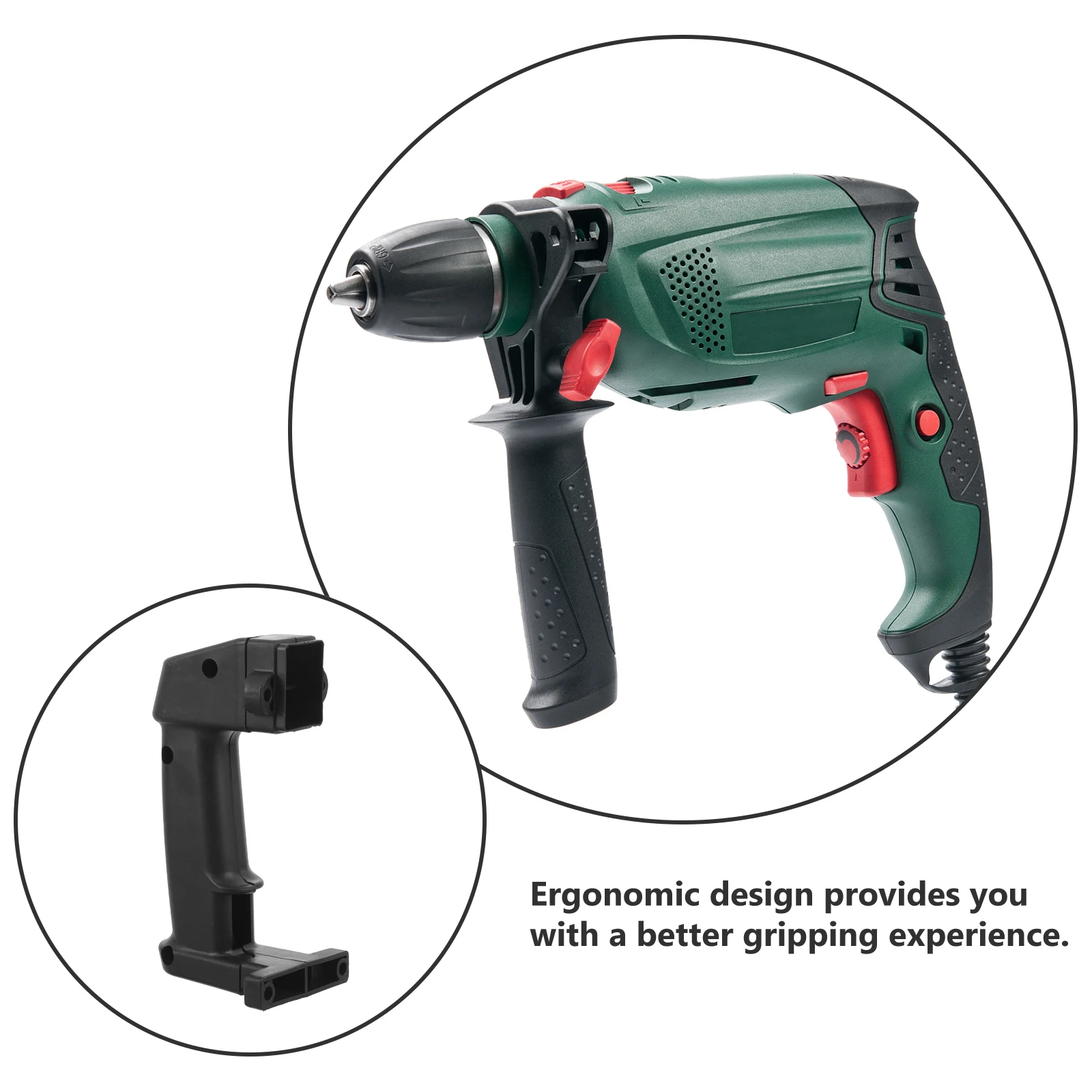 

Adjustable Replaceable Electric Hammer Handle Plastic Side Grip Tool Sturdy Anti-Skid Impact Drill Handle Grip Accessory