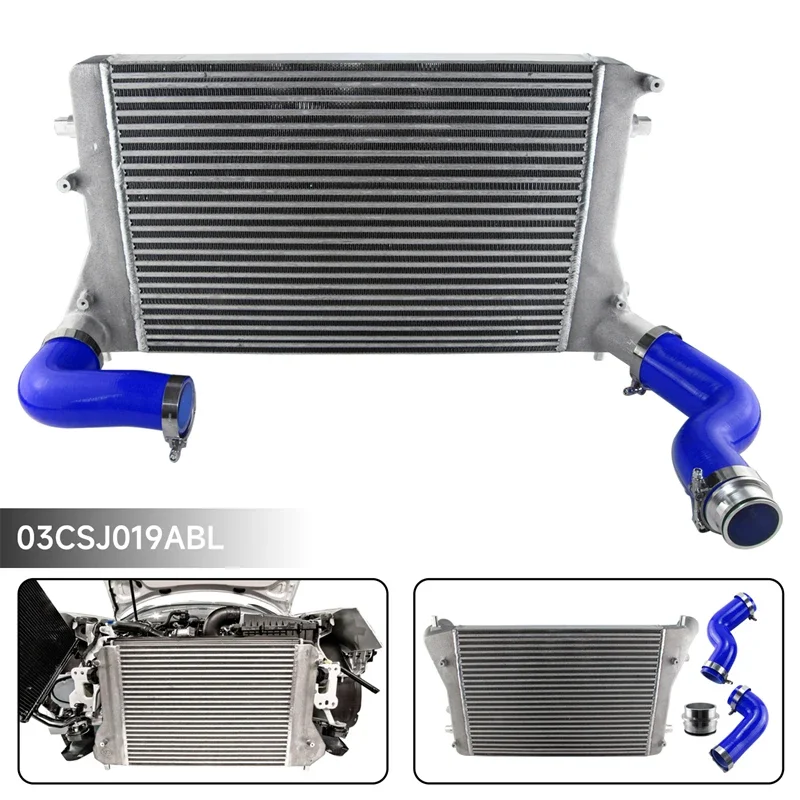 High Flow Turbo FMIC Intercooler Kit Silicone Black/Blue/Red Fit For Audi A3 S3 2.0T & VW Golf GTI MK5 MK6 06‑10 Performance