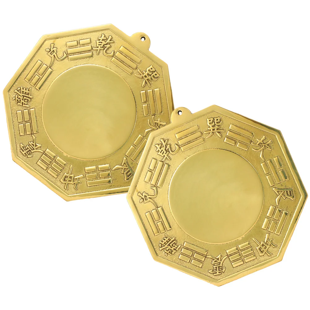 Pure Copper Craft Mirror Exorcism Decor Wall Bagua Mirror Decoration Convex Golden Chinese Crafts Home Decoration