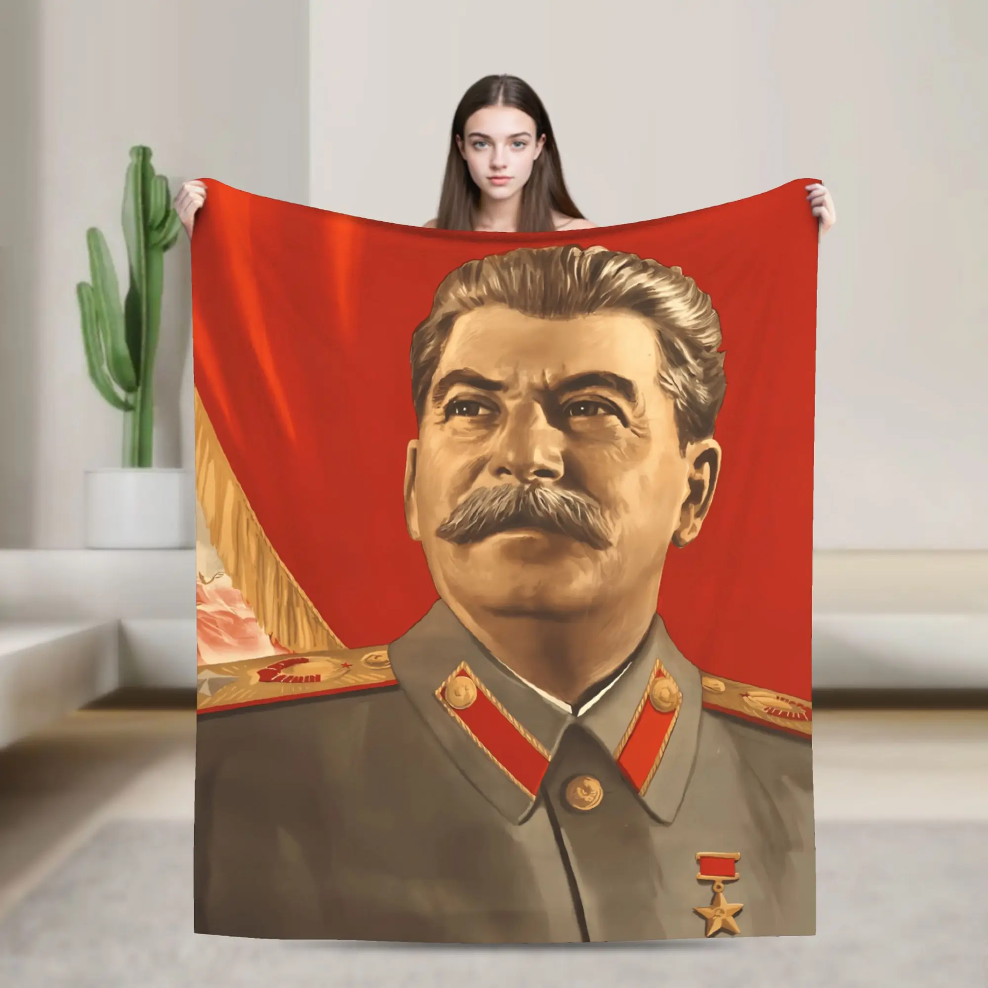 Lenin Joseph Stalin Soft Warm Blankets  Students Plush Throw Blanket Fluffy Home Decor Flannel Bedspread Sofa Bed Cover