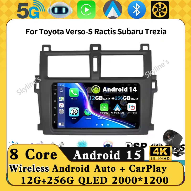 

Android 14 7" Car Radio For Toyota Verso-S Ractis Subaru Trezia Multimedia Video Player Auto Carplay Navigation GPS 4G WIFI DSP
